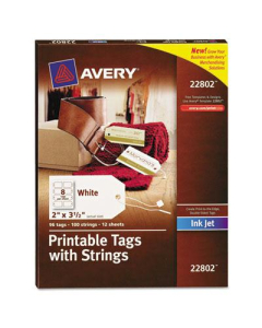 Avery 2" x 3-1/2" Printable Hexagonal Tags with Strings, White, 96/Pack