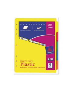 Avery Self-Stick Labels 5-Tab Letter Plastic Index Dividers, Multicolor, 1 Set