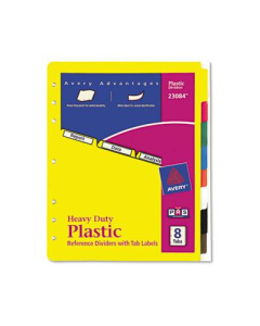 Avery Self-Stick Labels 8-Tab Letter Plastic Index Dividers, Multicolor, 1 Set