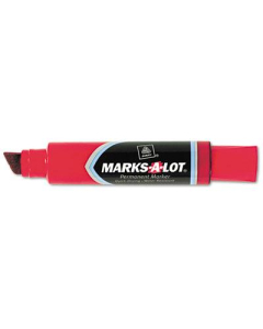 Marks-A-Lot Jumbo Permanent Marker, Chisel Tip, Red