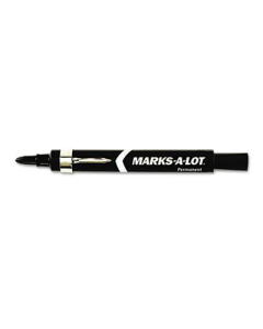Marks-A-Lot Large Permanent Marker, Bullet Tip, Black, 12-Pack