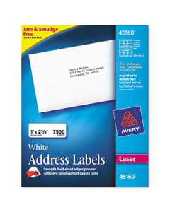 Avery 2-5/8" x 1" Address Labels, White, 7500/Box
