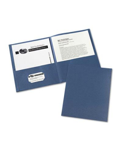 Avery 30-Sheet 8-1/2" x 11" Embossed Two-Pocket Portfolio, Dark Blue, 25/Box