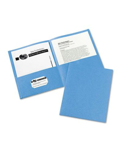 Avery 30-Sheet 8-1/2" x 11" Embossed Two-Pocket Portfolio, Light Blue, 25/Box