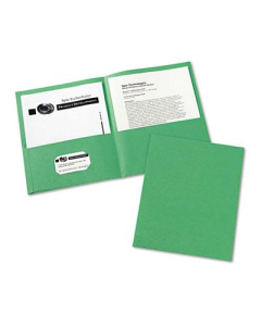 Avery 30-Sheet 8-1/2" x 11" Embossed Two-Pocket Portfolio, Green, 25/Box