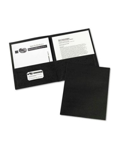 Avery 30-Sheet 8-1/2" x 11" Embossed Two-Pocket Portfolio, Black, 25/Box
