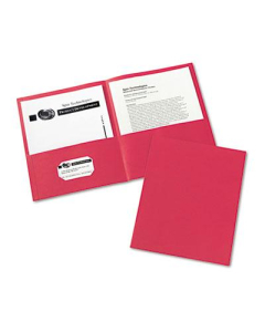 Avery 30-Sheet 8-1/2" x 11" Embossed Two-Pocket Portfolio, Red, 25/Box