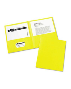 Avery 30-Sheet 8-1/2" x 11" Embossed Two-Pocket Portfolio, Yellow, 25/Box