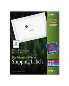 Avery 4" x 3-1/3" EcoFriendly Laser & Inkjet Mailing Labels, White, 600/Pack