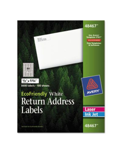 Avery 1-3/4" x 1/2" EcoFriendly Laser & Inkjet Mailing Labels, White, 8000/Pack