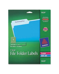 Avery 3-7/16" x 2/3" File Folder Labels, Clear, 450/Pack