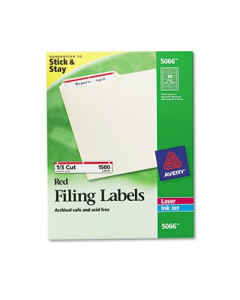 Avery 3-7/16" x 2/3" Self-Adhesive Laser & Inkjet File Folder Labels, Red Border, 1500/Box