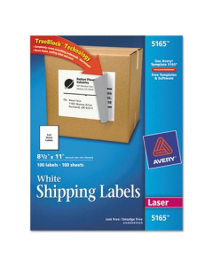 Avery 8-1/2" x 11" Laser & Inkjet Printer Internet Shipping Labels, White, 100/Box