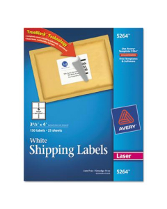 Avery 3-1/3" x 4" Laser and Inkjet Printer Internet Shipping Labels, White, 150/Pack