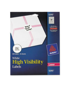Avery 1-2/3" High-Visibility Round Laser Labels, White, 600/Pack