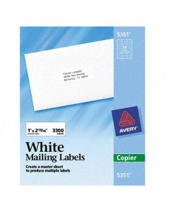Avery 2-13/16" x 1" Copier Mailing Labels, White, 3300/Box