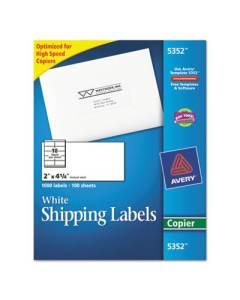 Avery 4-1/4" x 2" Copier Mailing Labels, White, 1000/Box