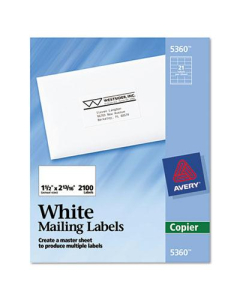 Avery 2-13/16" x 1-1/2" Copier Mailing Labels, White, 2100/Box