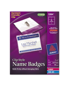 Avery 3" x 4" Top Load Badge Holder Kit with Badge Insert, White, 40/Box