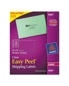 Avery 4" x 2" Easy Peel Laser Mailing Labels, Clear, 500/Pack