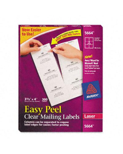 Avery 4" x 3-1/3" Easy Peel Laser Mailing Labels, Clear, 300/Box