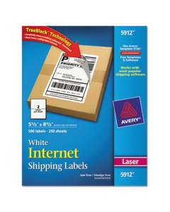Avery 5-1/2" x 8-1/2" Laser Printer Internet Shipping Labels, White, 500/Box