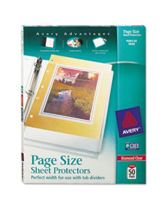 Avery 8-1/2" x 11" Top-Load Poly 3-Hole Punched Sheet Protectors, Diamond Clear, 50/Box