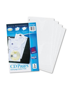 Avery 5-Pack Two-Sided CD Organizer Sheet for 3 Ring Binder, Clear