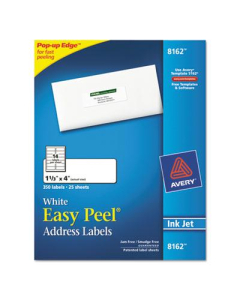Avery 4" x 1-1/3" Easy Peel Inkjet Address Labels, White, 350/Pack