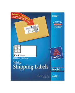 Avery 2" x 4" Inkjet Printer Internet Shipping Labels, White, 250/Pack