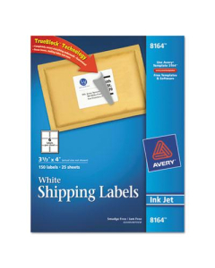 Avery 3-1/3" x 4" Inkjet Printer Internet Shipping Labels, White, 150/Pack