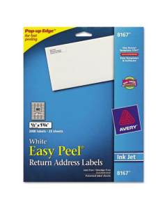 Avery 1-3/4" x 1/2" Easy Peel Inkjet Return Address Labels, White, 2000/Pack