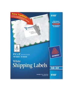 Avery 3-1/2" x 5" Inkjet Printer Internet Shipping Labels, White, 100/Pack