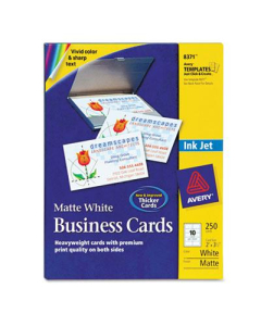 Avery 3-1/2" x 2", 250-Cards, White Matte Inkjet Card Stock