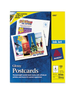 Avery 4-1/4" x 5-1/2", 100-Cards, Glossy Inkjet Postcard Stock