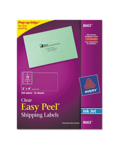 Avery 4" x 2" Easy Peel Inkjet Mailing Labels, Clear, 250/Pack