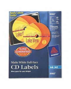 Avery Inkjet Full-Face CD Labels, Matte White, 40/Pack