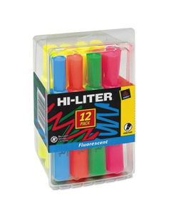 Hi-Liter Chisel Tip Desk Highlighter, Assorted, 12-Pack