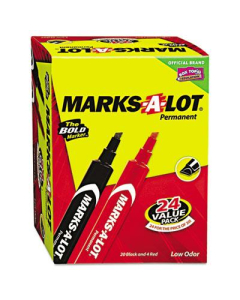 Marks-A-Lot Large Permanent Marker, Chisel Tip, Assorted, 24-Pack