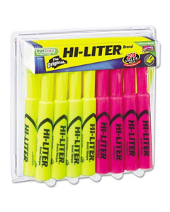 Hi-Liter Chisel Tip Desk Highlighter, Pink & Yellow, 24-Pack