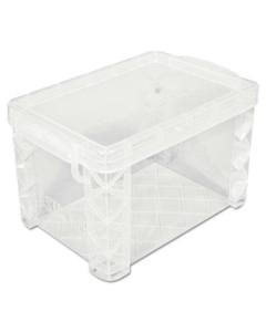 Advantus Super Stacker Plastic Storage Boxes, Holds 500 4" x 6" Cards, Clear