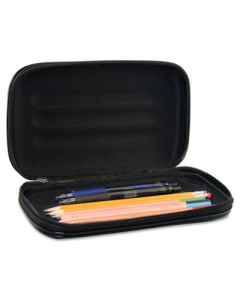 Advantus Large Soft-Sided Pencil Case with Zipper Closure, Black