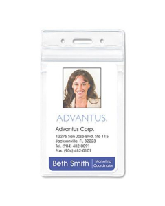 Advantus 2-5/8 x 3-3/4" Vertical Resealable ID Badge Holder, Clear, 50/Pack