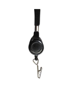 Advantus 36" Clip Lanyards with Retractable ID Reels, Black, 12/Pack