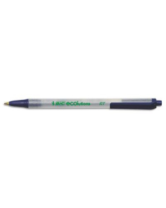 BIC Ecolutions 1 mm Medium Retractable Ballpoint Pens, Blue, 12-Pack