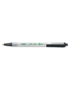 BIC Ecolutions 1 mm Medium Retractable Ballpoint Pens, Black, 12-Pack