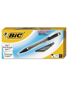 BIC Intensity 0.5 mm Fine Stick Porous Point Pens, Black, 12-Pack