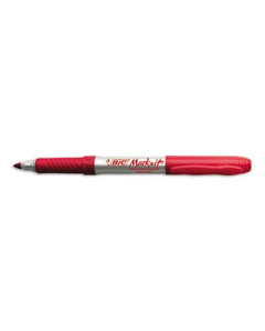 BIC Mark-it Permanent Marker, Fine Point, Red, 12-Pack