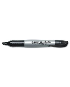 BIC Mark-it Permanent Marker, Chisel Tip, Tuxedo Black, 12-Pack