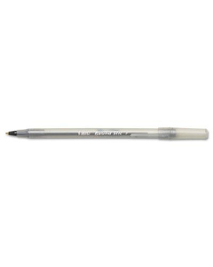 BIC Round Stic 0.8 mm Fine Stick Ballpoint Pens, Black, 12-Pack